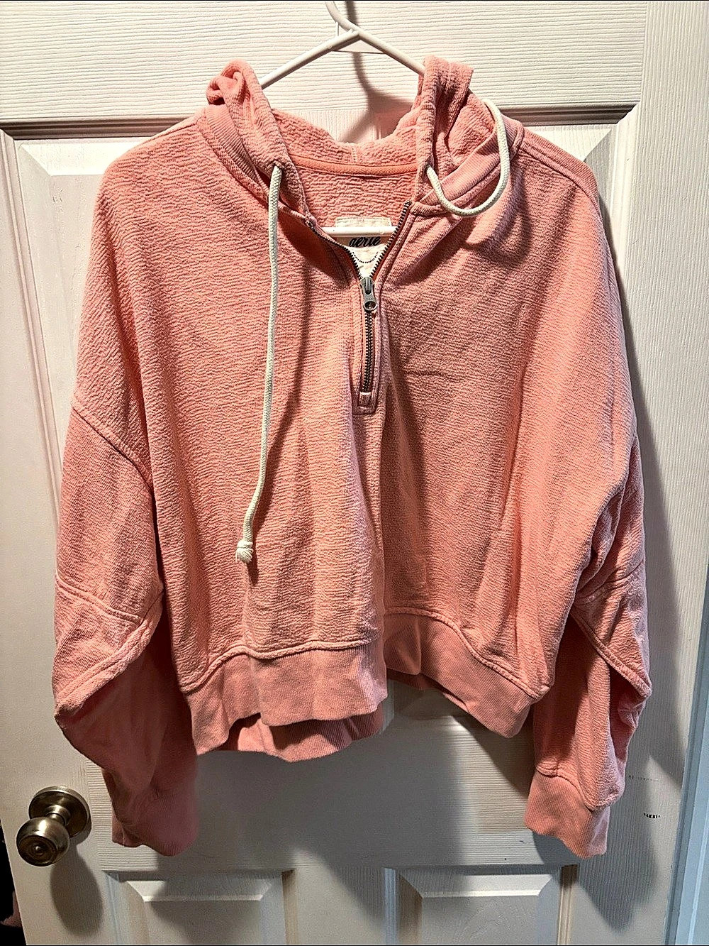 aerie Half-Zip Hoodie in Pink Size Medium Like New